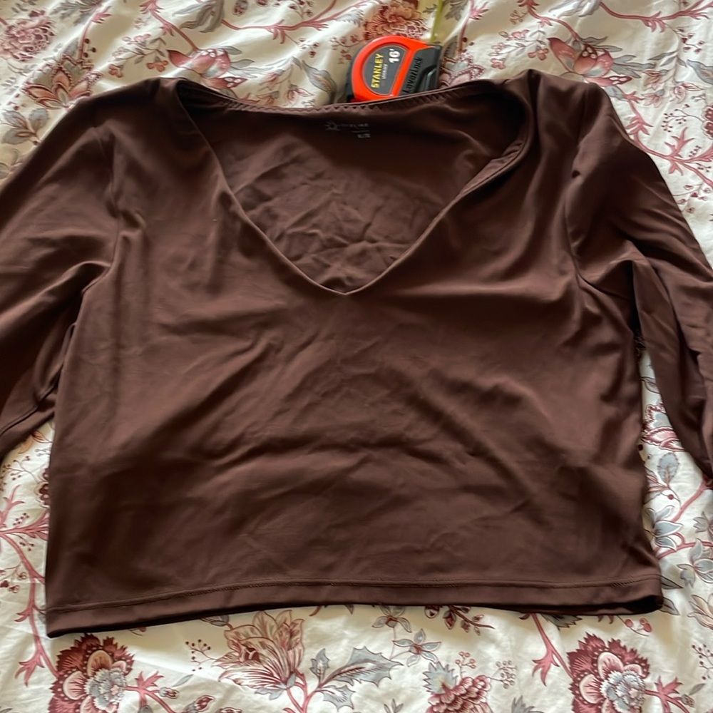 Aerie offline brown crop long sleeve top XL